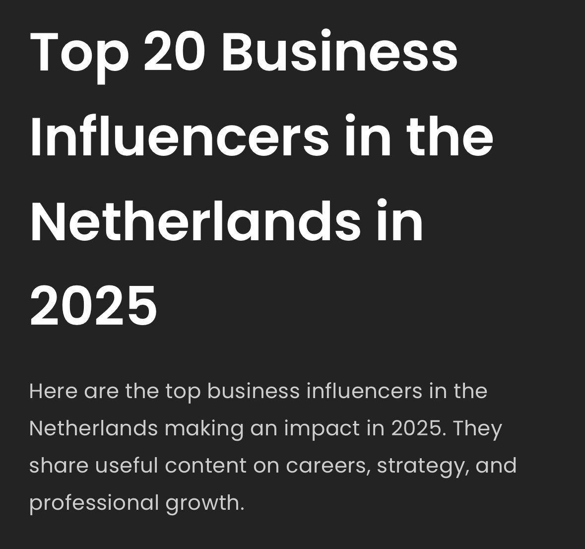 I’ve been ranked #8 in the Favikon Top 20 Business Influencers in the Netherlands. image