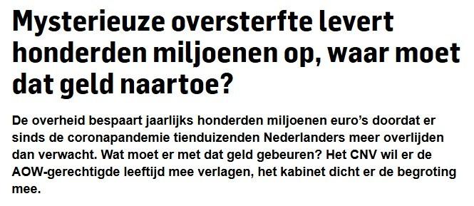 Oversterfte levert honderden miljoenen op. image