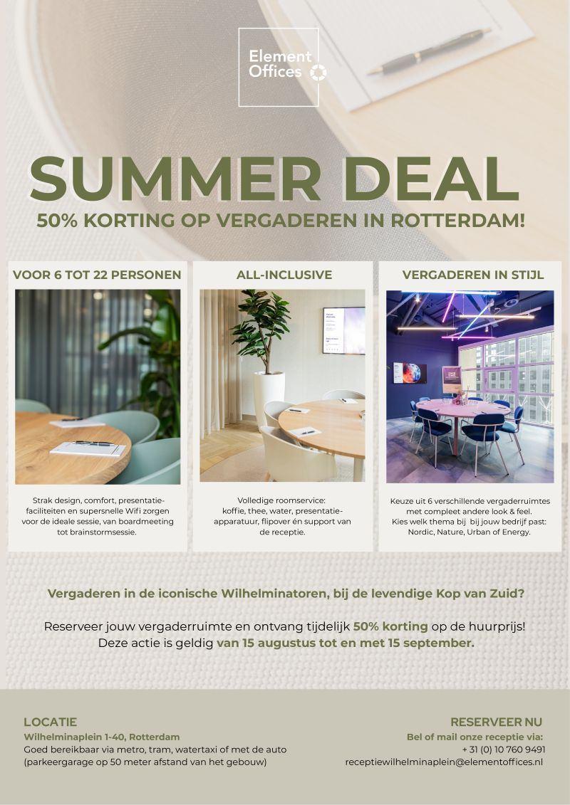 Bel of mail Sacha Renzen voor 50% korting op vergaderen in Rotterdam (15 aug-15 sept 2025 ) image