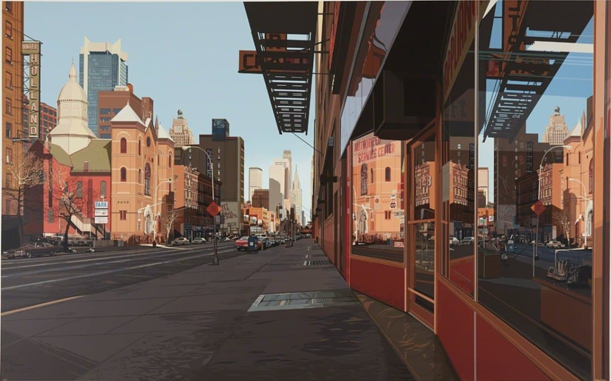 A master of contemporary realism, Estes is primarily known as a painter of urban scenes. image