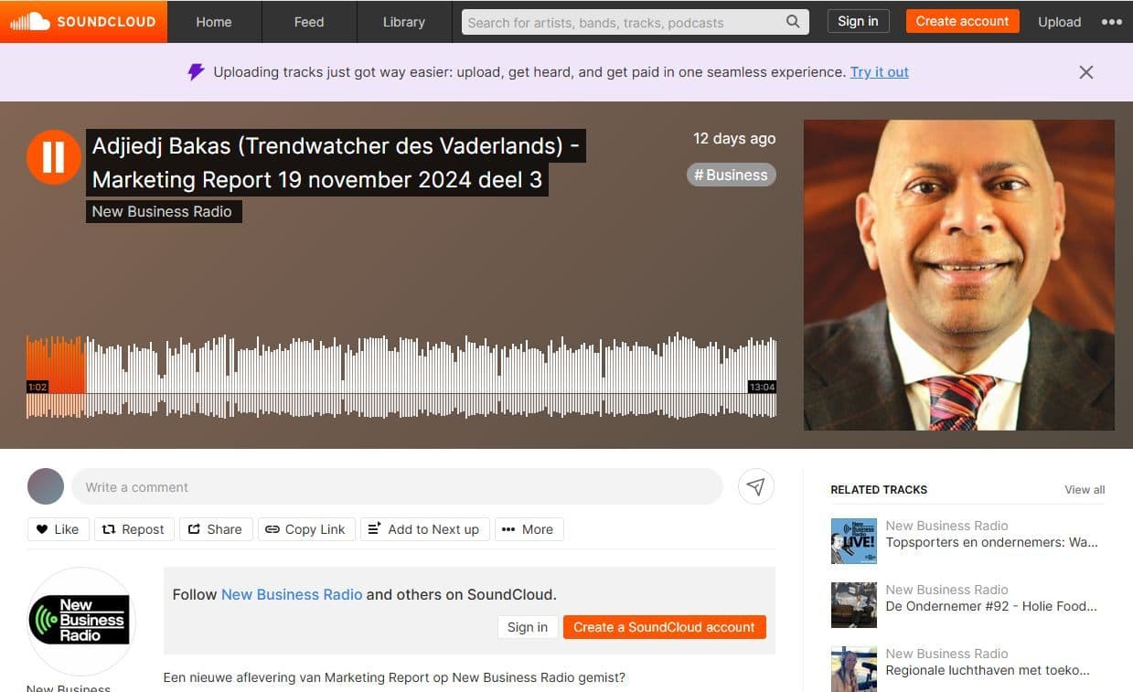 Adjiedj Bakas speaks in New Business Radio image