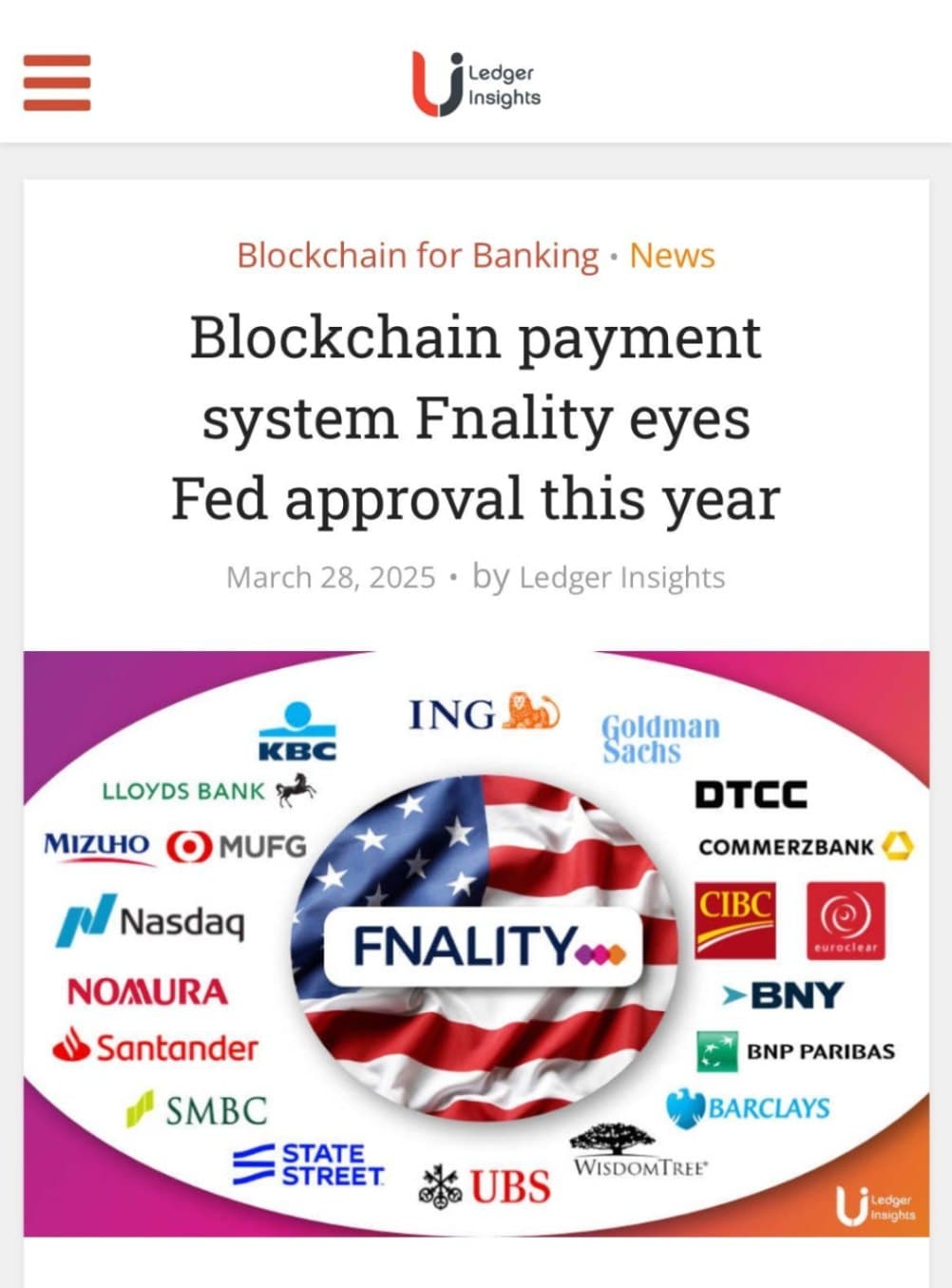 Fnality is in the process of securing an innovation bank charter image